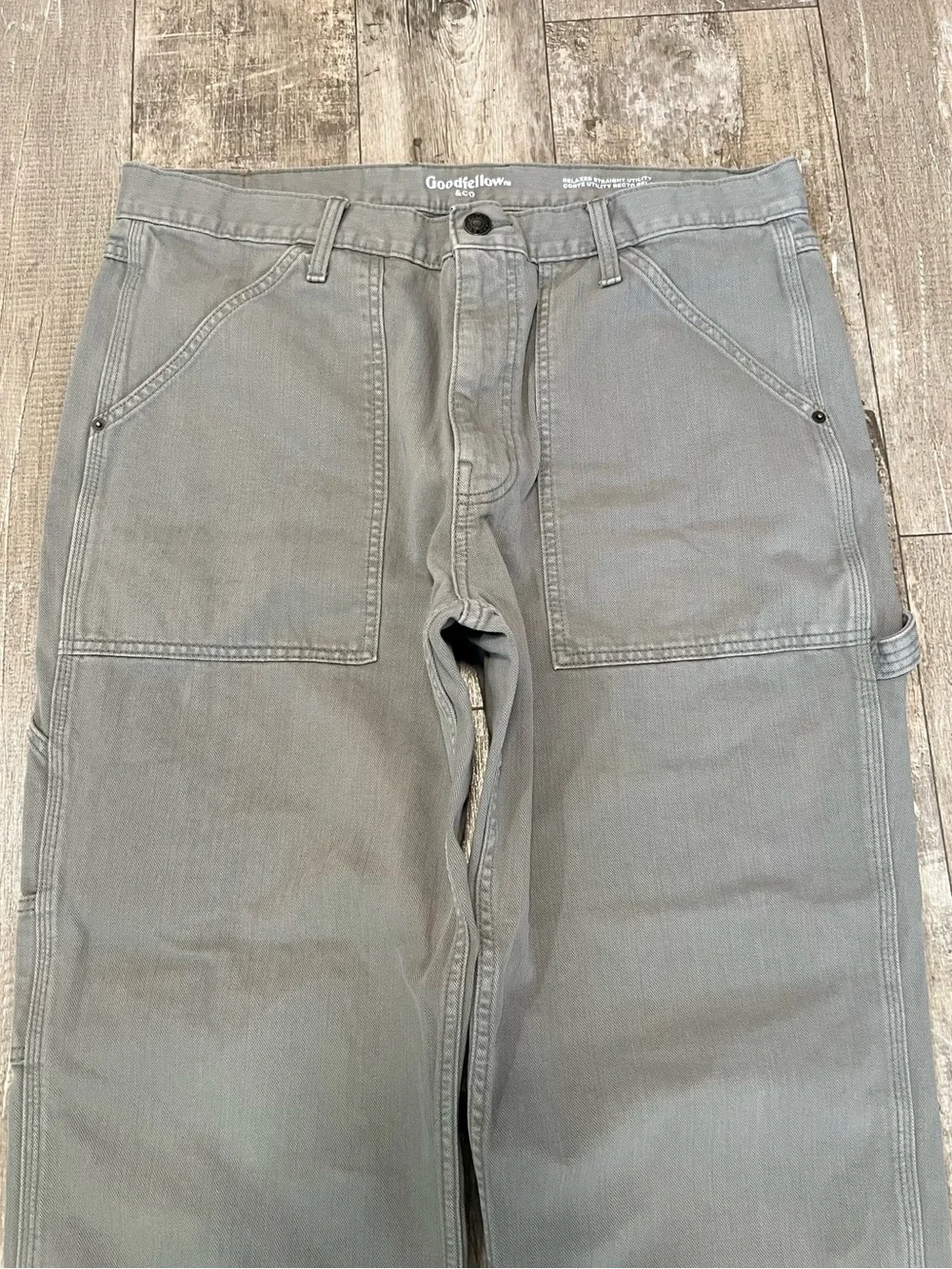 GOODFELLOW & CO Relaxed Straight Utility Carpenter Cargo Pants Green Mens 38X28